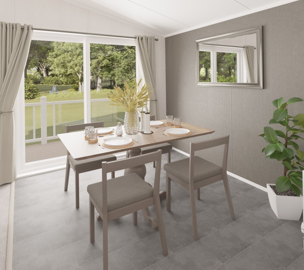 dining area in the 2025 Swift Montreal Lodge