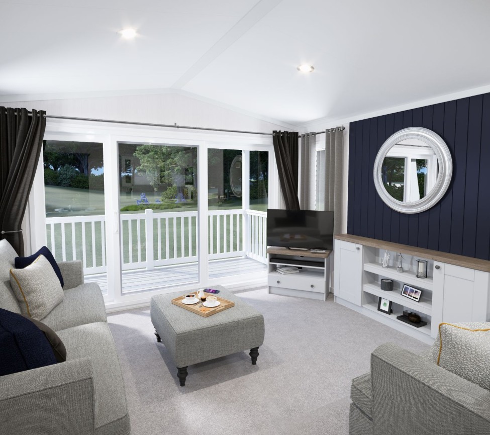 lounge with patio doors in the 2025 Swift Margaux