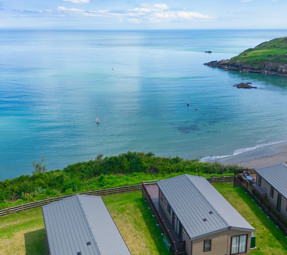 lodges overlooing the beach in Brixham in Devon