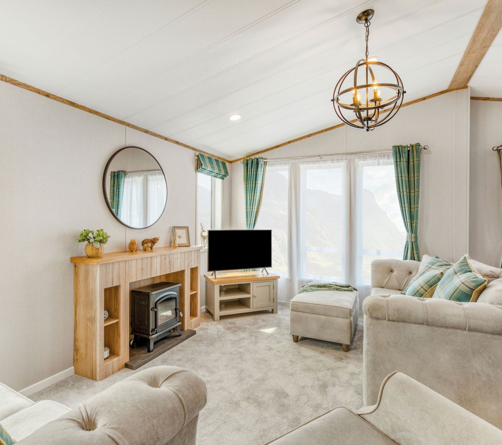 lounge with fire in the 2025 Atlas Debonair Lodge