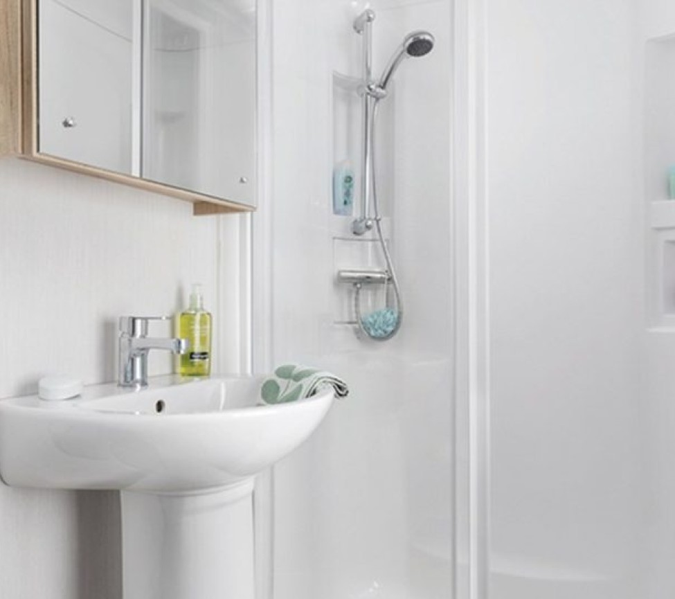 the bathroom of the Swift Burgundy