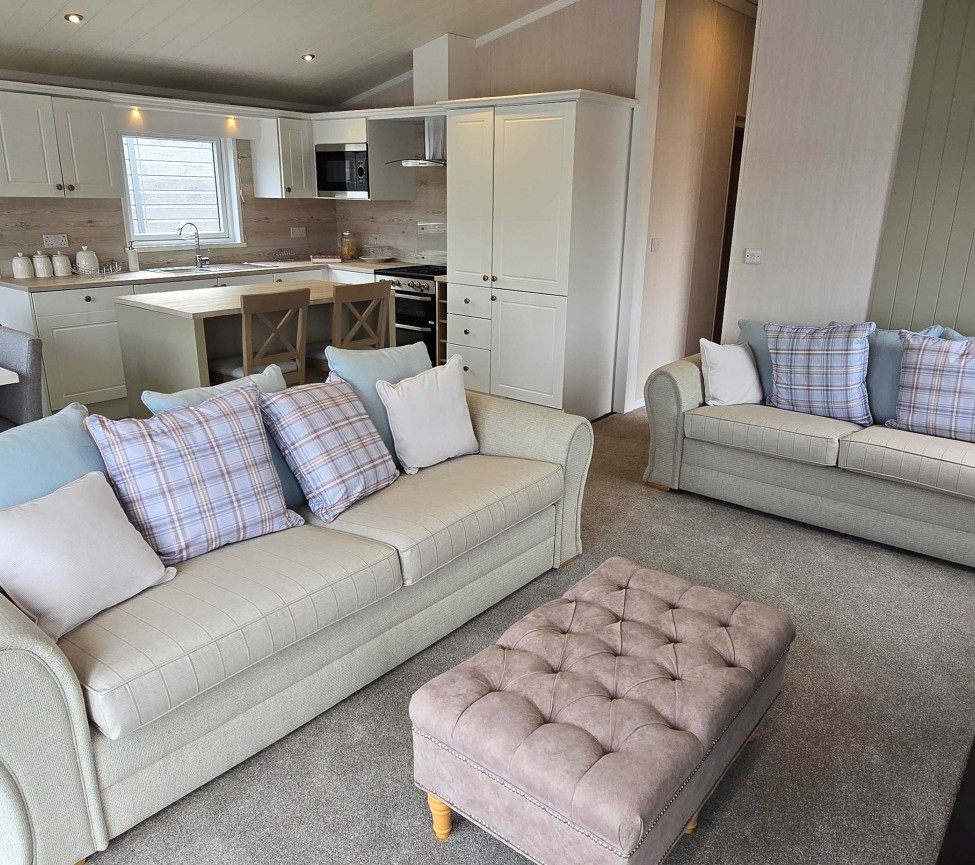 Interior Lounge, Dining and Kitchen view of the 2023 Swift Edmonton Lodge