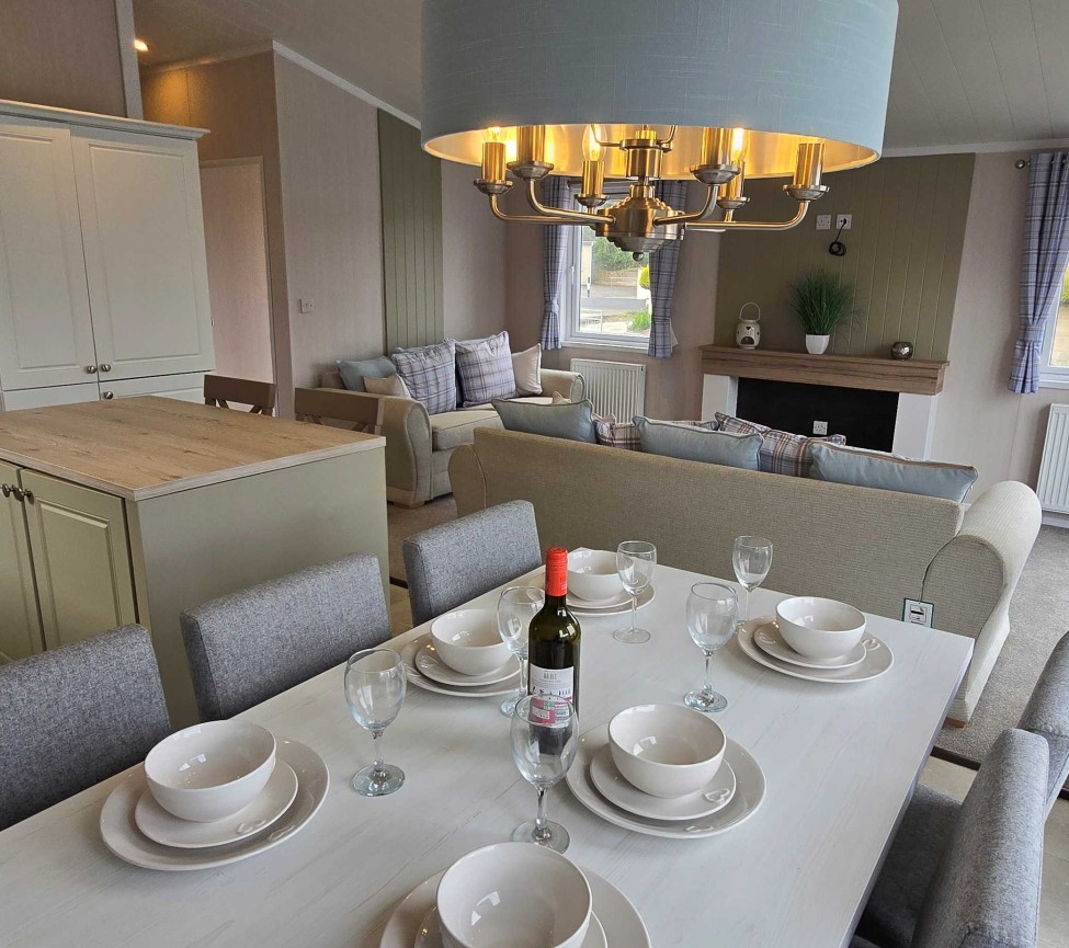 Interior Dining, Kitchen and Lounge view of the 2023 Swift Edmonton Lodge