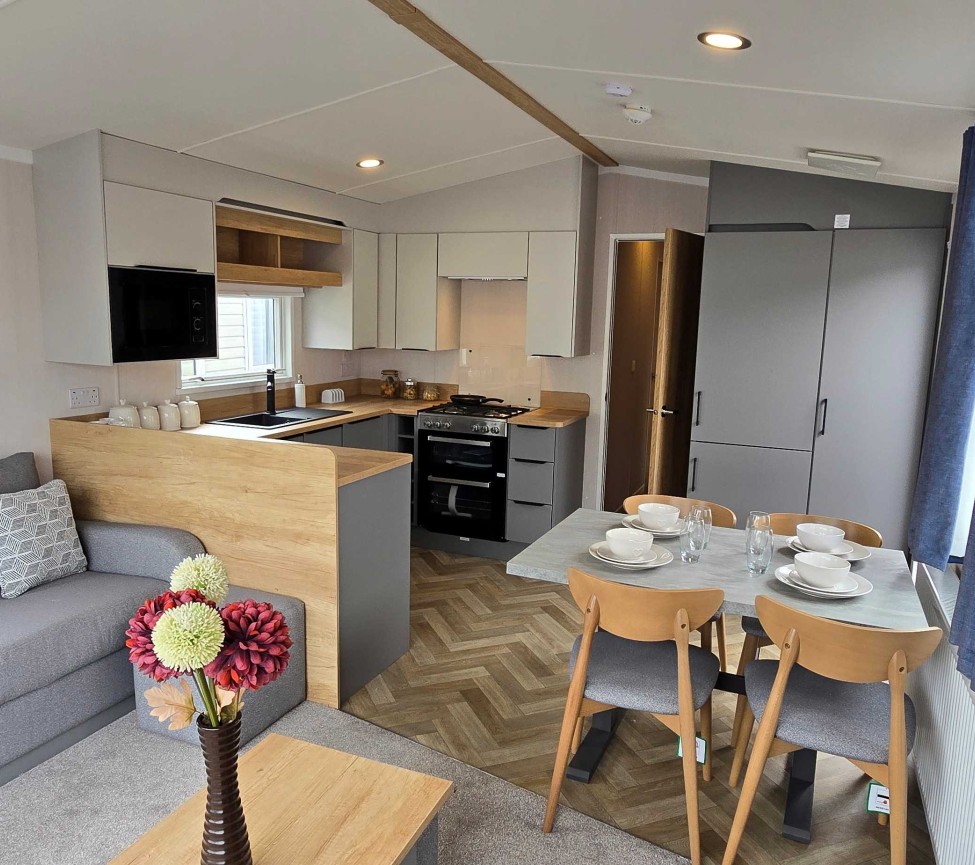 Interior Lounge, Dining and Kitchen view of the 2025 Swift Ardennes