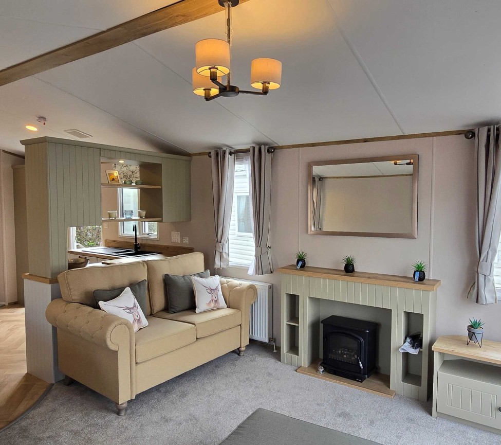 Interior Kitchen, Dining and Lounge area view of the 2023 Atlas Debonair