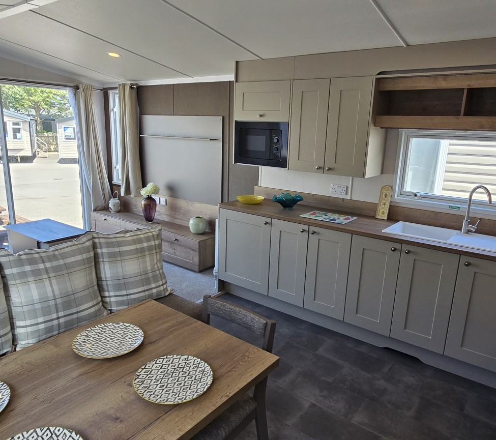 Interior Dining Area and Kitchen view of the 2025 Swift Morlaix 38 x 12 - 2 Bedroom