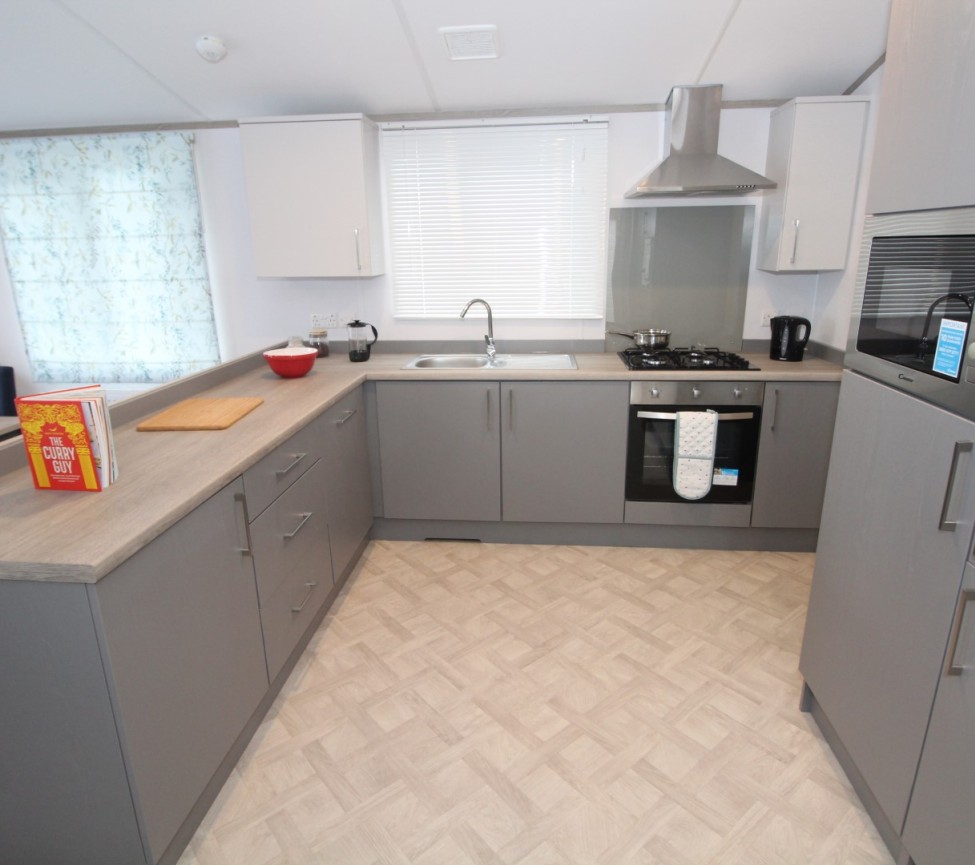 Interior Kitchen View of the 2023 Atlas Wisteria 40 x 20 3 Bed