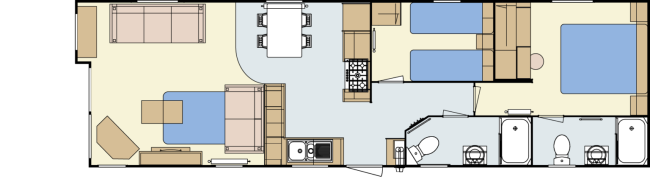 2024 Atlas Debonair 40x12 2 Bed 2 showers floor plan