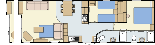 2024 Atlas Debonair 40x13 2 Bed 2 showers floor plan