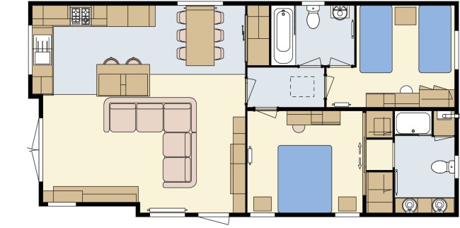 2024 Atlas Oakwood Lodge 40x20 2 Bed floor plan