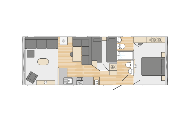 2024 Swift Moselle Scandi 35x12 2 Bed floor plan