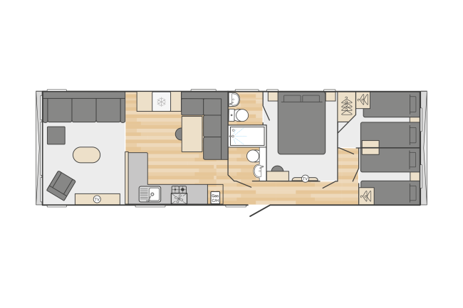 2024 Swift Moselle Scandi 40x12 3 bed floor plan