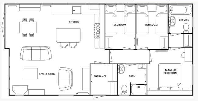 2025 Atlas Debonair Lodge 40x20 3 Bed floor plan