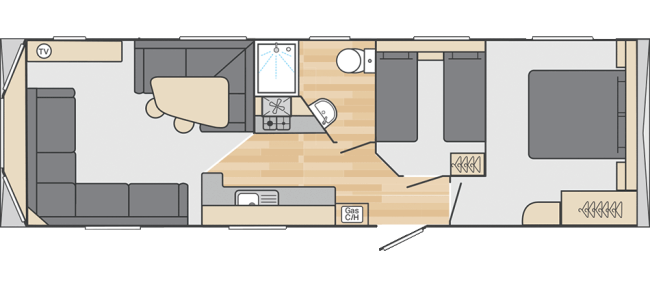 2026 Swift Loire 32 x 10 - 2 Bed Floor Plan