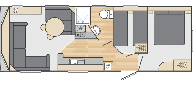 2026 Swift Loire 28 x 10 - 2 Bed Floor Plan