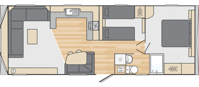 2026 Swift Loire 32 x 12 - 2 Bed Floor Plan
