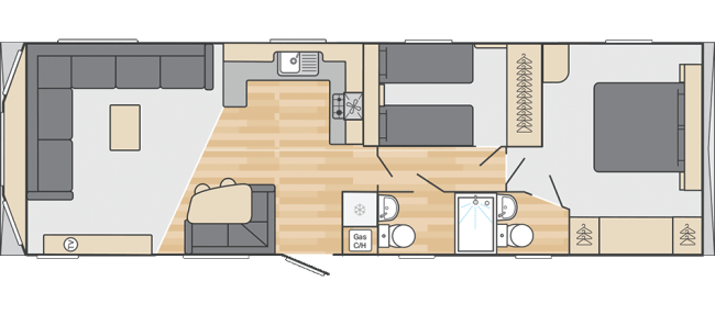 2026 Swift Loire 38 x 12 - 2 Bed Floor Plan