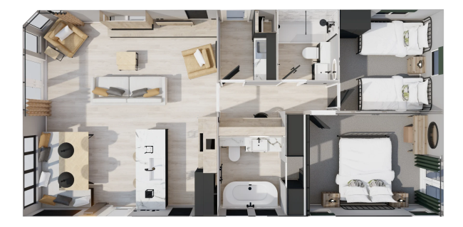 2026 Victory Franklin Lodge 40 x 20 2 Bed Floor Plan