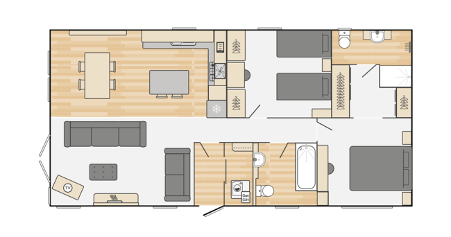 2026 Swift Edmonton Lodge 40 x 20 2 Bed Townhouse Floor Plan