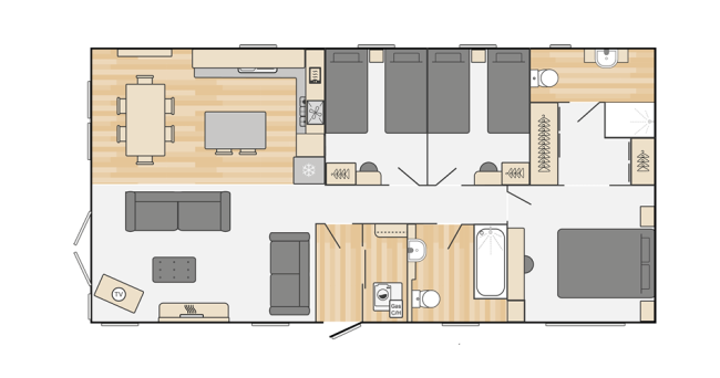 2026 Swift Edmonton Lodge 40 x 20 3 Bed Scandi Floor Plan