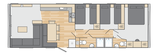 2026 Swift Morlaix Lodge 42 x 14 3 Bed ES Floor Plan